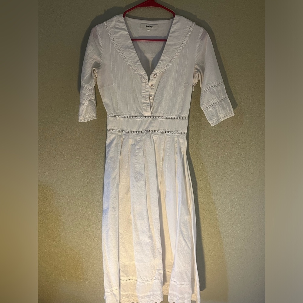 Simple Retro White Lace Dress
